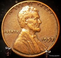 Amerikai Egyesült Államok 1 cent, 1957 Kalászos penny, Lincoln Verdejel nélkül D02F6V