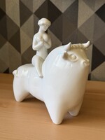 Európa Elrablása, Hollóházi Art Deco porcelán figura, Veress Miklós