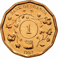 Uganda 1 Shilling 1987 - Gyapot - verdefényes