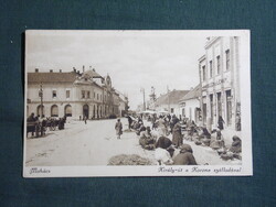Képeslap,Mohács,Király út,Korona szálló,piac,vásártér látkép,részlet,Monostory Bp. kiadás, 1926-