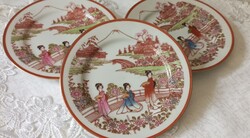 3 db Japán 3 gésa porcelán süteményes tányér