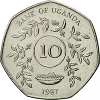 Uganda 10 Shillings 1987 - Kávécserje - verdefényes