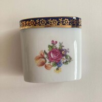 Martinroda NDK porcelán cigarettatartó virágmintás, aranyozott
