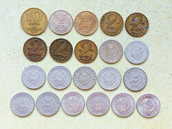Magyarország 21 db Különböző Érme 1 2 5 10 Forint 1967-1989