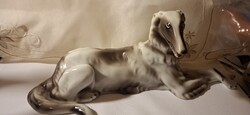 Lengyel Walbrzych porcelán,agár kutya.32,5cm hosszú,11cm magas.