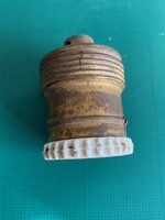 Porcelán betétes,antik,sárgaréz lámpa-foglalat Hátha gyűjti valaki.Normál.lámpa izzó foglalat.