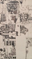 Würtz Ádám (1927-1994): Commedia dell' arte III. (aláírt rézkarc) modern grafika. Színház