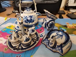 Eredeti orosz GZHEL (Гжель) porcelán garnitúra - teljesen ép, soha nem használt