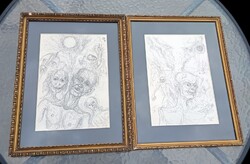 Important Sándor (1920-1991) Graphics - Framed with Glass - RARITY