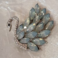 Ezüstözött kristály  bross  4,6 cm-es