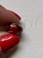 Red original Pandora Murano glass charm with hearts