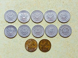 Magyarország 12 db Különböző Érme 1 2 Forint 1967-1989