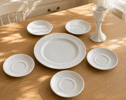 GÜRAL PORSELEN Flora porcelán tányérszett 6 db – 1 db 30 cm nagy tányér + 5 db kistányér
