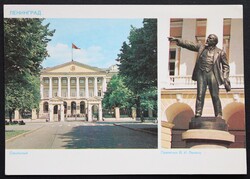 Képeslap, Orosz, Leningrád, Szentpétervár, Szmolnij, Lenin szobor