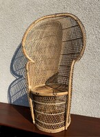 Vintage Pávafotel Boho Pávaszék Rattan Páva alakú Szék Nád Fotel Fonott Peacock Emmanuelle Chair