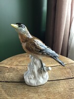 Régi Volkstedt kézzel festett porcelán madár figura, jelzett