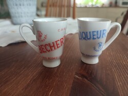 2 db Vintage Becherovka Likőrös Porcelán Pohár – Jan Becher, Karlovy Vary