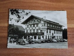 Németország,Kochel am See,hote, parkoló autók,Volkswagen,Opel Olympia,DKW 3=6,Lloyd Alexander,1956