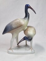 Hollóházi kézi festésű gém pár porcelán figura hibátlan állapotban 17,5 cm. magas