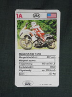 Kártyanaptár,Mini Prop,Honda CX 500 turbo motorkerékpár 1986  (6)