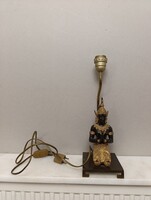 Antik buddhista asztali lámpa színezett kis bronz szobor buddha szertartás buddhizmus Thaiföld 816