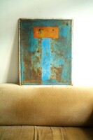 Régi fémtábla 70-es évek közlekedési tábla vintage fali dekoráció patinás loft falikép wall art
