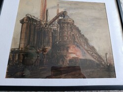 Old Watercolor of the Ozd Blast Furnaces