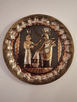 Old metal bowl wall decoration approx. 20 cm diameter
