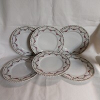 6 db francia régi porcelán süteményes tányér