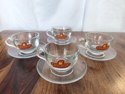 Eredeti márkázott Cioconat üveg forró csokoládé / cappuccino csésze aljjal – 4 db-os szett