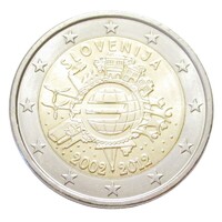 Szlovénia,2 euro 2012 - 10 éves az euró aUNC+ ötvözet