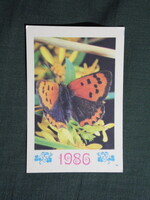 Kártyanaptár,Ukrajna,Kijev,virág,lepke, 1986  (6)