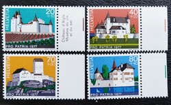 Sv1096-9sz / Svájc 1977 Pro Patria : Várak bélyegsor postatiszta ívszéli (felíratos)