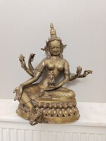Antik buddhista Ushnishavijaya nagy méretű ázsiai bronz szobor buddha Tibet Nepál 825 6906
