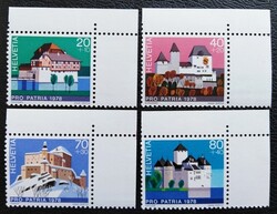 Sv1130-3s / Switzerland 1978 Pro Patria : Castles stamp set postally clean sheet corner