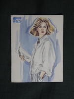 Kártyanaptár,Franciaország,Wella fodrász üzlet,grafikai,női modell, 1986  (6)