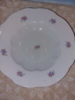 Zsolnay rózsaszín-kék virágos porcelán 1db mély tányér