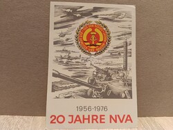 DDR katonai levelezőlap 1976 – 20 éves a Nemzeti Néphadsereg (20 Jahre NVA), Berlin-Karlshorst