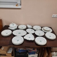 6 személyes Herendi ZV zöld virágmintás porcelán étkészlet