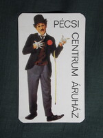Kártyanaptár,Pécs,Centrum áruház,Charlie Chaplin, 1987  (6)