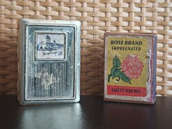 Különleges vintage gyufatartó és gyufásdoboz A503