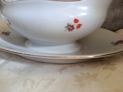 Zsolnay scattered floral sauce boat