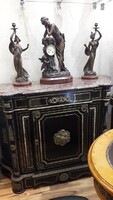 Original Boulle Commode.- Black-Colored Fire-Gilded Copper Inlay. Flawless!