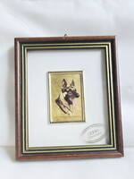 23 karátos Gold Leaf miniatür németjuhász festmény