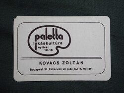 Kártyanaptár,Kovács Zoltán paletta lakáskultúra üzlet,Budapest, 1987  (6)
