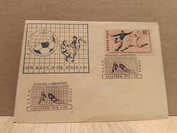 UEFA Ifjúsági Labdarúgó Torna kék alkalmi bélyegzéses boríték – Veszprém 1976