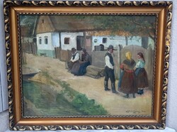 Zórád Géza 1929 falusi idill festmény