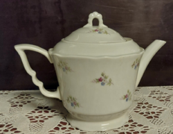Antik Zsolnay porcelán manófüles teáskanna,kiöntő,kézifestett virágos dekorral, kék pajzspecsét