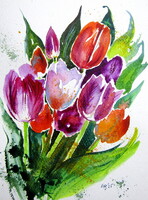 Tulips II  -  watercolor painting - Tulipánok II -  akvarell festmény