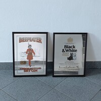 Eredeti vintage bártükrök Black & White Whiskey és Beefeater